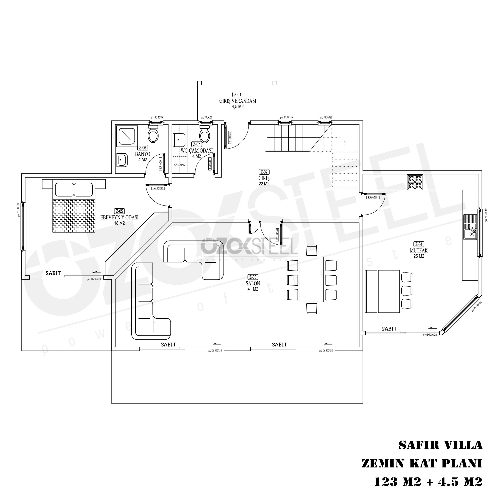 Safir Hafif Çelik Villa-250 m² 
